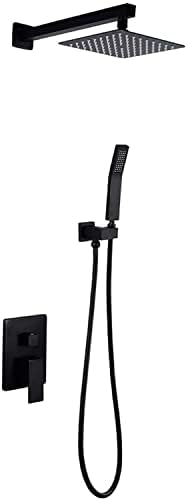 Black Rainfall Shower System with Handheld and Rain Head