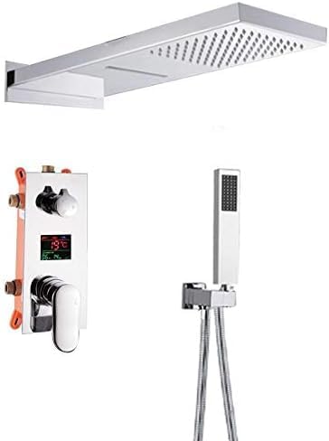 TECKI 3-Way Digital Showers Set with Handheld and Waterfall Rain Head