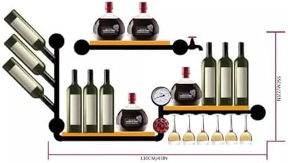 Industrial Style Wall-Mounted Wine Racks with Iron Pipe and Solid Wood