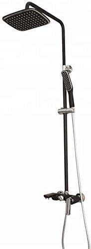 Wall-Mounted Shower Head Black Square Single-Handle Trim Set