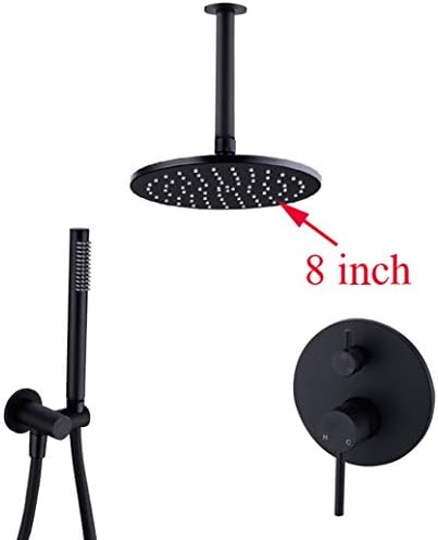 Brass Black Ceiling Mounted Diverter Shower Set with Rainfall and Handheld Shower