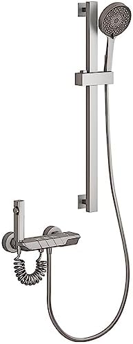Piano Key Bathtub Faucet Set with 3 Functions Gray