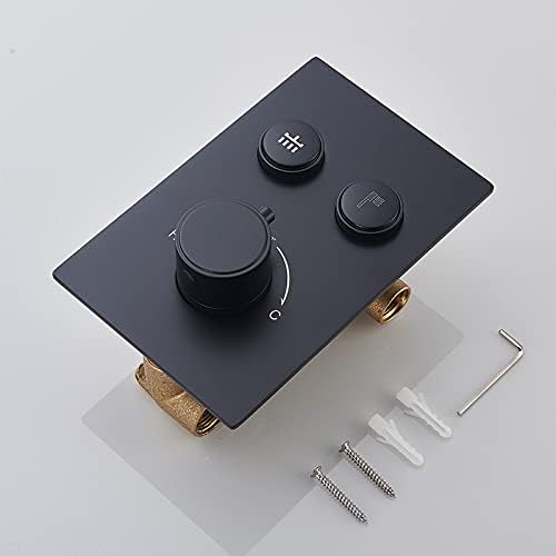 Black Rain Shower System with Brass Thermostatic Faucet Set