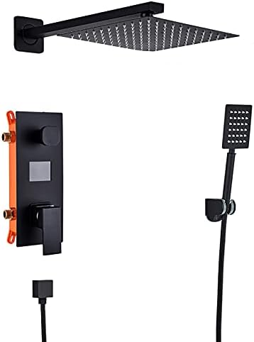 Wall Mounted Matte Black Shower Combo Set with LED Digital Display