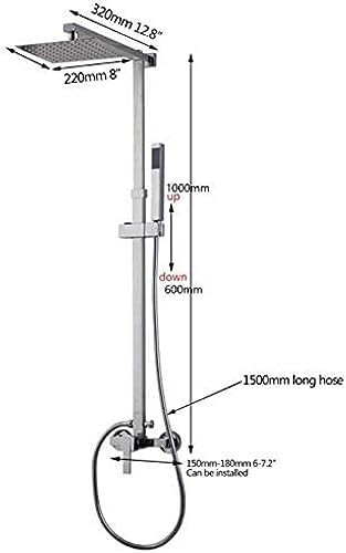 TECKI Chrome Wall Mount 8 Rain Shower Set with Handheld Mixer Faucet
