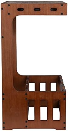 Mind Reader Wall-Mounted Wine Rack with Glasses 6-Bottle Capacity Brown