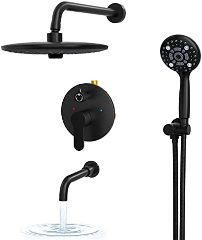 SR SUN RISE 10 Inches Matte Black Wall Mounted Shower System 1