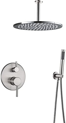 Chrome Shower Fixtures System with Rain and Handheld Shower