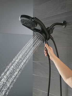 Delta HydroRain Two-in-One Shower Heads with MagnaTite and Matte Black Finish