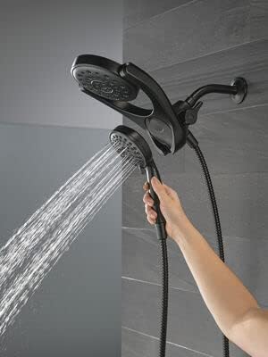 Delta HydroRain Two-in-One Shower Heads with MagnaTite and Matte Black Finish