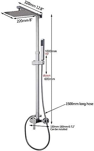 Chrome Finish Wall Mount 8 Inch Rain Shower Set with Adjustable Handheld