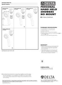 Delta Faucet Hand Held Shower Head With 2 Spray Settings White
