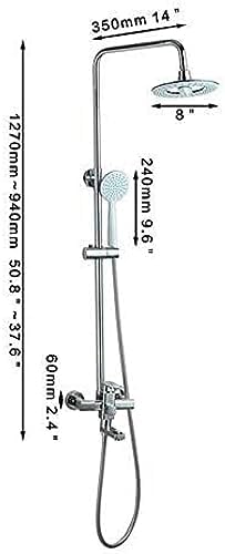 TECKI Chrome 8 Inch Rainfall Handheld Shower Faucet Set with Plastic Hand Shower