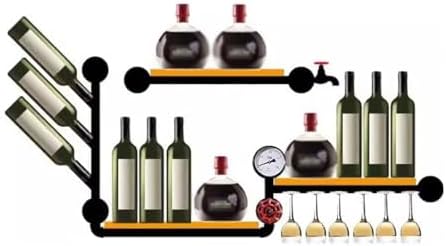 Industrial Style Wall-Mounted Wine Racks with Iron Pipe and Solid Wood