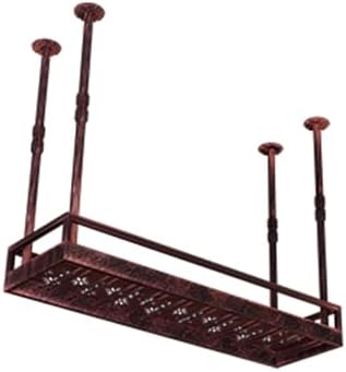 ERICAT Ceiling Wine Rack with Adjustable Poles and Glass Holder