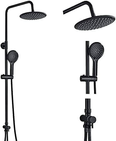 TECKI Quyanre Chrome Matte Black 2-Way Rainfall Shower Set