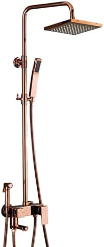 Rose Gold Exposed Shower Faucet Set with Handheld and Bidet Sprayer