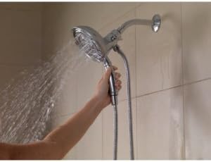 Delta Faucet 4-Spray PowerDrench Shower Head with Hose and Magnetic Docking