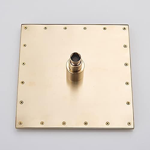 Black Gold Shower Faucet Set with Rain and Handheld Shower