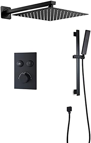 Brass Thermostatic Shower Faucet Set with Rain and Handheld Showers