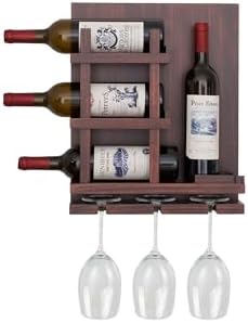 Stylish Wall-Mounted Wine Rack with 3 Cup Holders