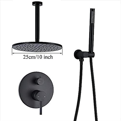 Brass Black Shower Set with Rain and Handheld Spray
