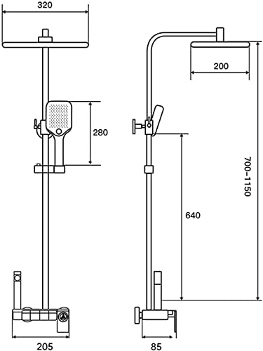 Thermostatic Shower System with 3 Functions Handheld Waterfall Rain and Bidet