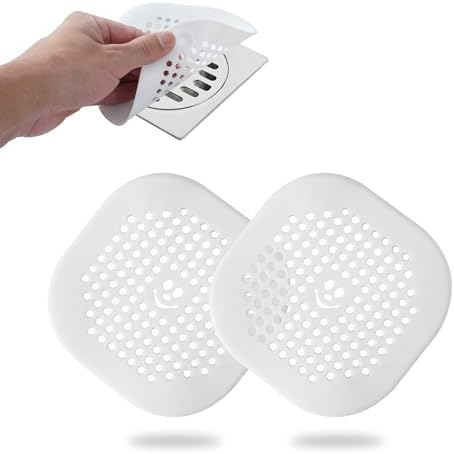 2 Pack Shower Hair Catcher with Suction Cups White