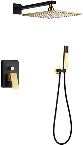 Black Gold Rain Shower System with Handheld 1