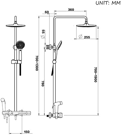 Thermostatic Shower System with Tub Spout and 3 Spray Modes