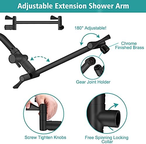 Tudoccy Handheld Shower Head Combo with 11 Extension Arm and 9 Spray Settings