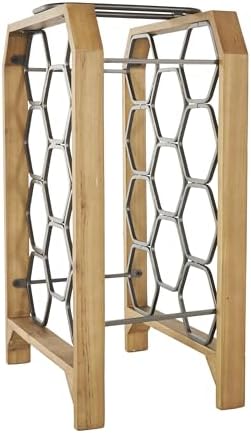 Deco 79 Industrial Wood Wine Rack with Gray Hex Holders