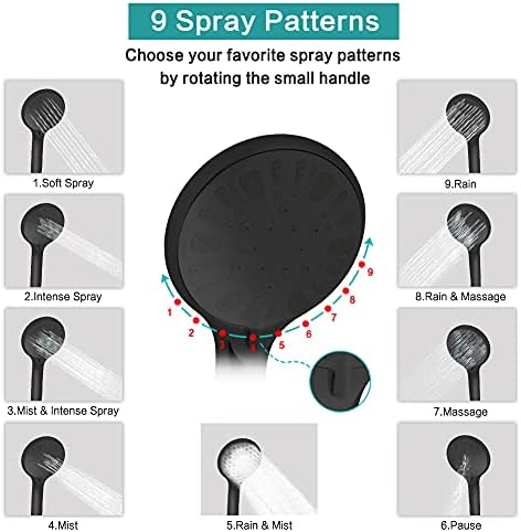 Tudoccy Handheld Shower Head Combo with 11 Extension Arm and 9 Spray Settings