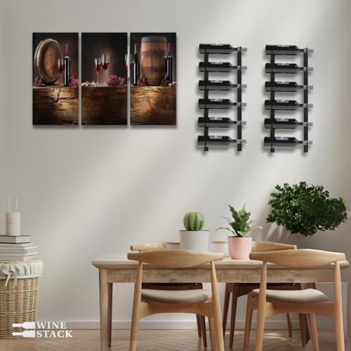Wine Stack 6-Bottle Black Metal Wall Wine Rack