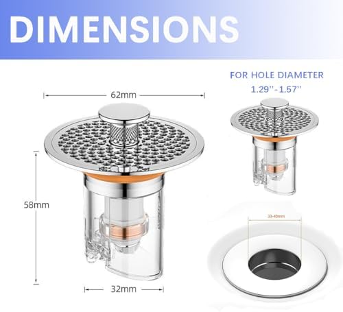Eptaufty Bathroom Sink Drain Strainer with Spring Core 1