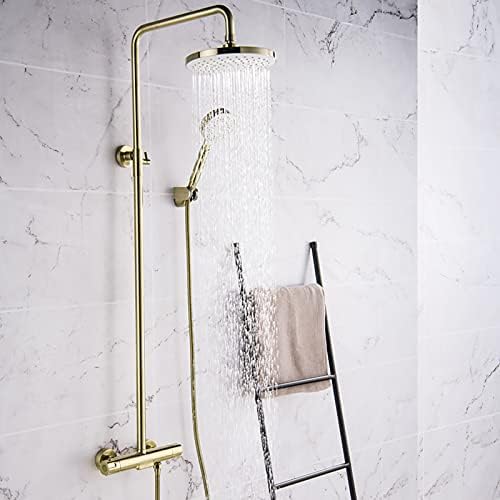 10 Inches Brushed Gold Shower Combo Set with Rainfall Handheld and Tub Tap