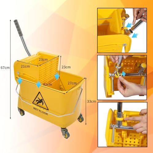 Wajeehaa 22 Qt Mop Bucket with Wringer and Cotton Mop