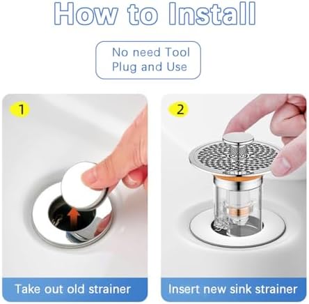 Eptaufty Bathroom Sink Drain Strainer with Spring Core 1