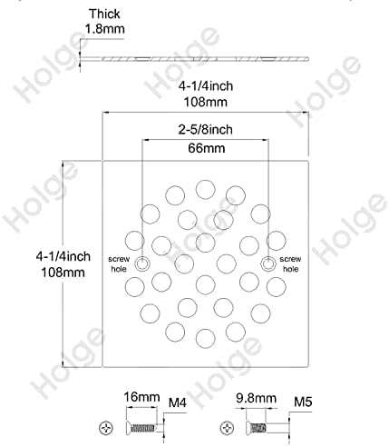 Holge Square 4-14 Inch Screw-in Floor Drain Cover Replacement