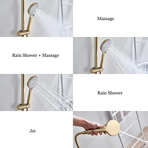 uhyOHF Rain Shower System Set with Handheld and 9 Head