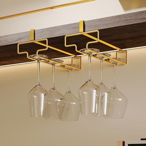 2Pcs Wine Glass Hanger - No-Drill Quick Install Home Stemware Rack