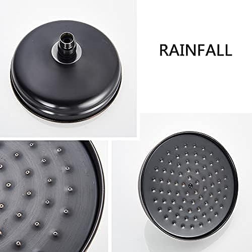 TECKI Dual Handle Bath Shower Set with Black Brass 8 Showerhead and Handshower