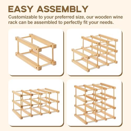 Wensdr 12-Bottle Beech Wood Wine Rack with Modular Design