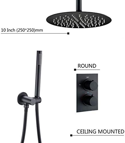 Luxury Matte Black Thermostatic Shower Set with Handheld and Rainfall Heads