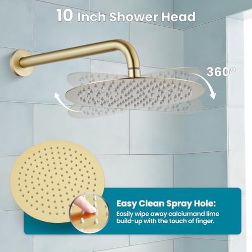 gotonovo Round Rain Showerhead with Handheld Spray and Rough In Valve