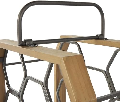 Deco 79 Industrial Wood Wine Rack with Gray Hex Holders