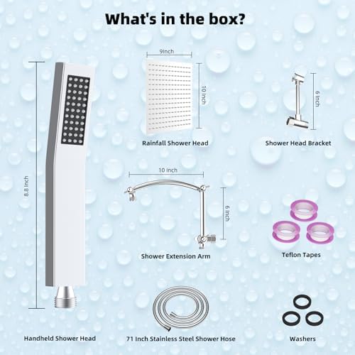 Hibbent All Metal Rainfall Handheld Shower Combo 1