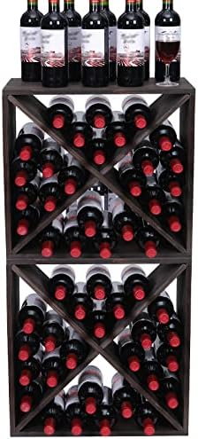 FDHUIJIA 48-Bottle Solid Wood Wine Rack Cube Rustic