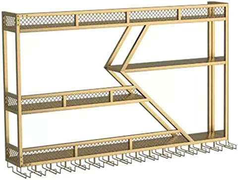 LED Wall Mounted Wine Rack with Light - Gold