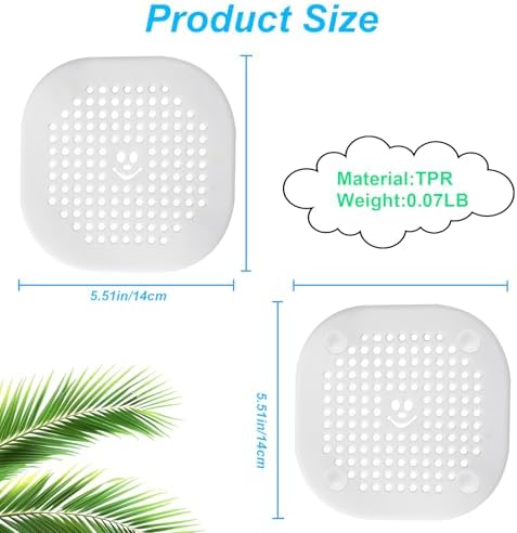 2 Pack Shower Hair Catcher with Suction Cups White